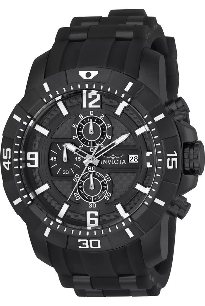 Invicta Pro Diver - SCUBA 24967 Herren uhr - Wasserdicht - Analog - Quarzuhrwerk - Edelstahl mit schwarzen zifferblat - 50mm