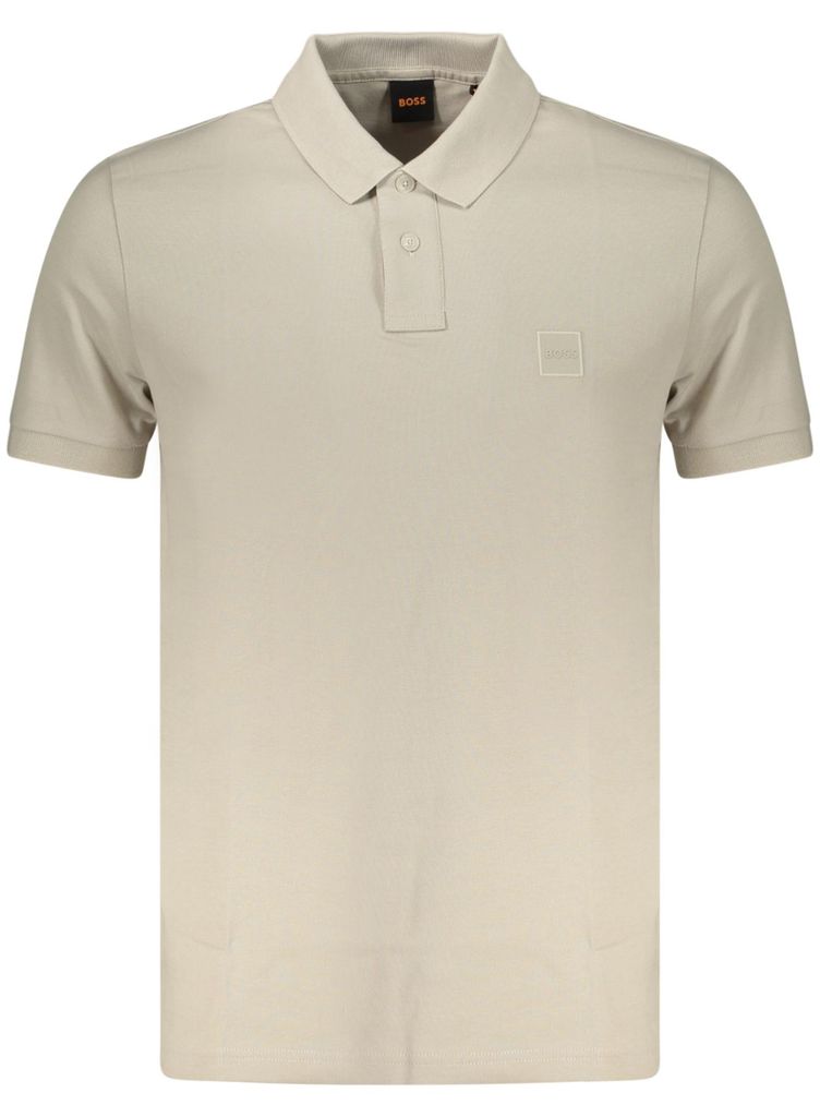 Herren-Poloshirt Beige, Kurzarm, Slim Fit, Mit Applikation und Stickerei