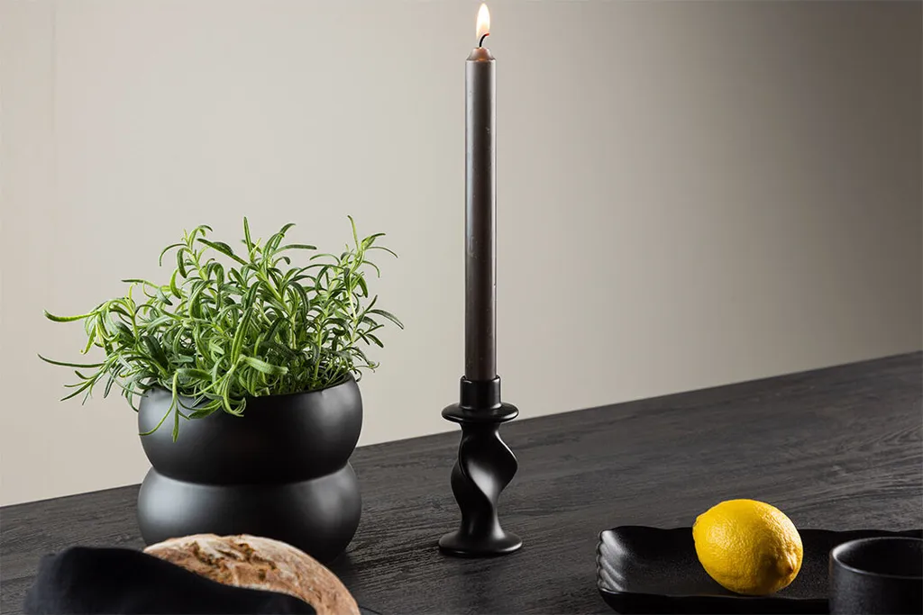 Portacandele in Metallo Nero Opaco Glory - Robusto e Duraturo