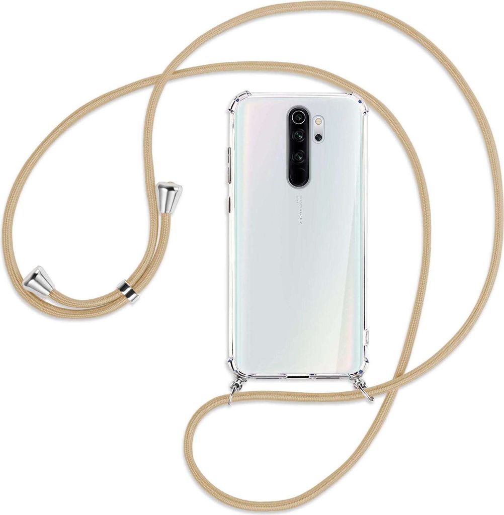 Handykette Backcover-Schutzhülle mit Band (Metall silberfarben) für Xiaomi Redmi Note 8 Pro - caramel