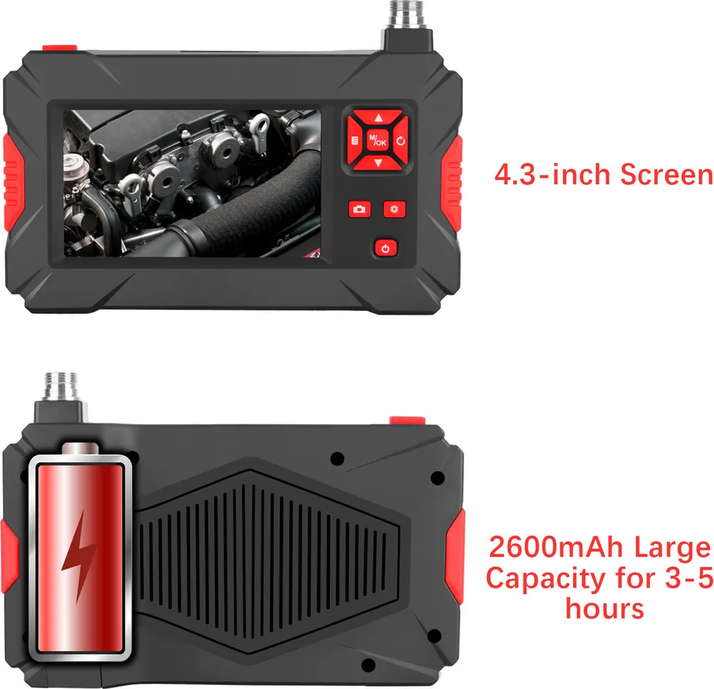 Endoscope Industriel 1080P avec Caméra 8mm et Écran 4.3 Pouces HD