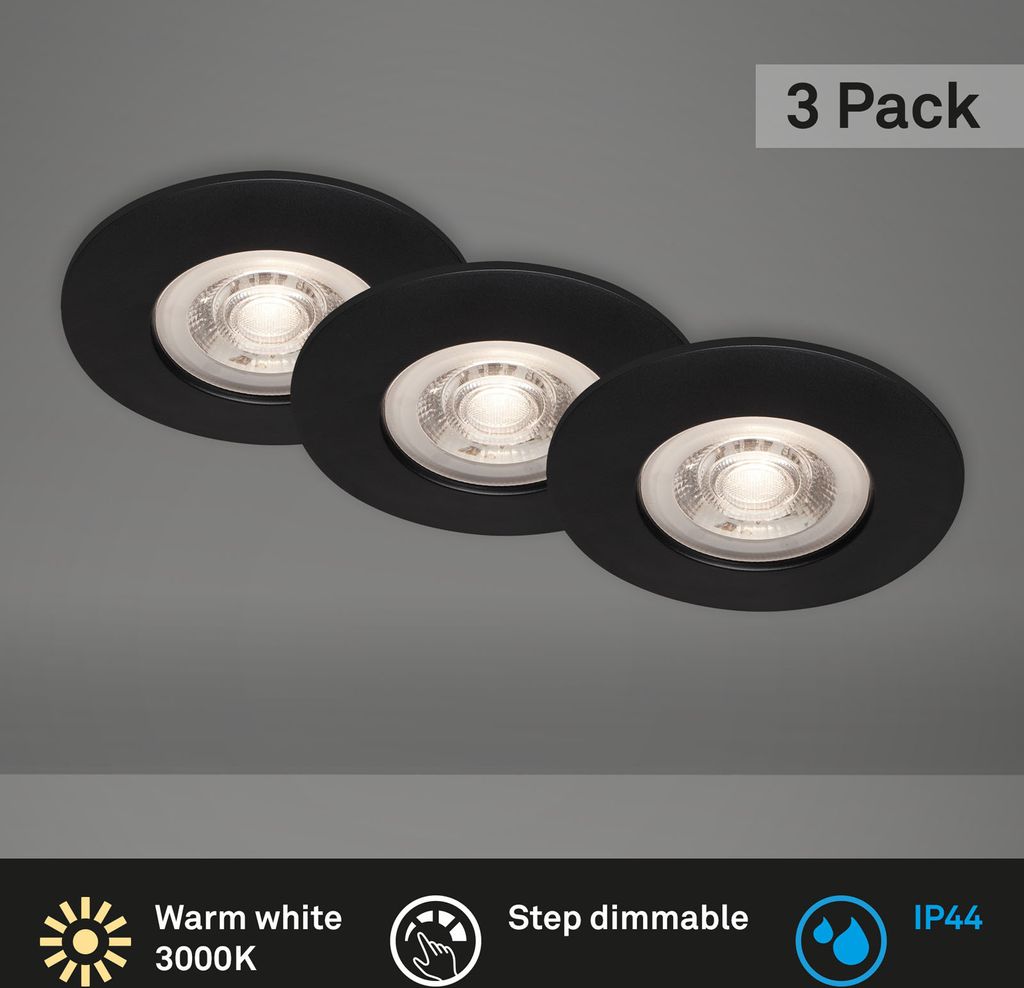 LED Einbauleuchten, schwarz, 3xLED-Platine/4,9W