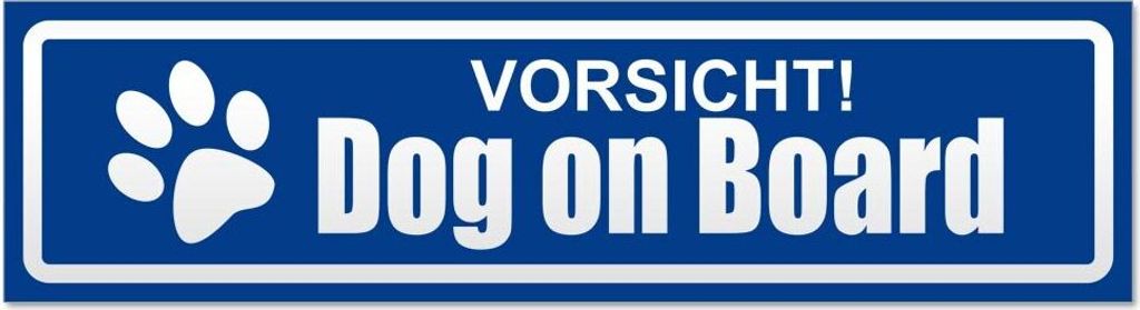 Kiwistar Vorsicht! Dog on Board invertiert Magnetschild Schild magnetisch - 45cm Verkehrsblau - Magnetfolie für Auto PKW Kfz