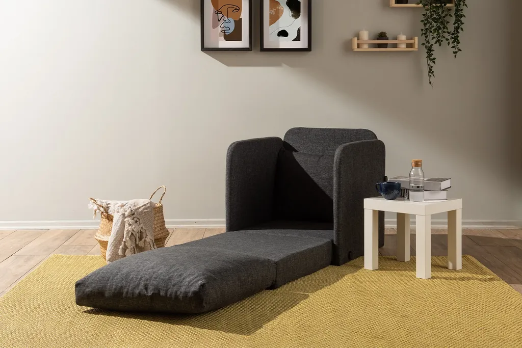 Canapé-lit compact Saga Single : solution gain de place en métal gris - 3