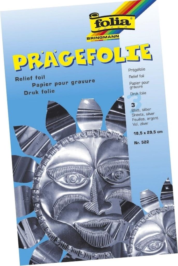Folia 522 Prägefolie Mappe - 19 x 30 cm, silber, 3 Blatt Obrázek produktu 