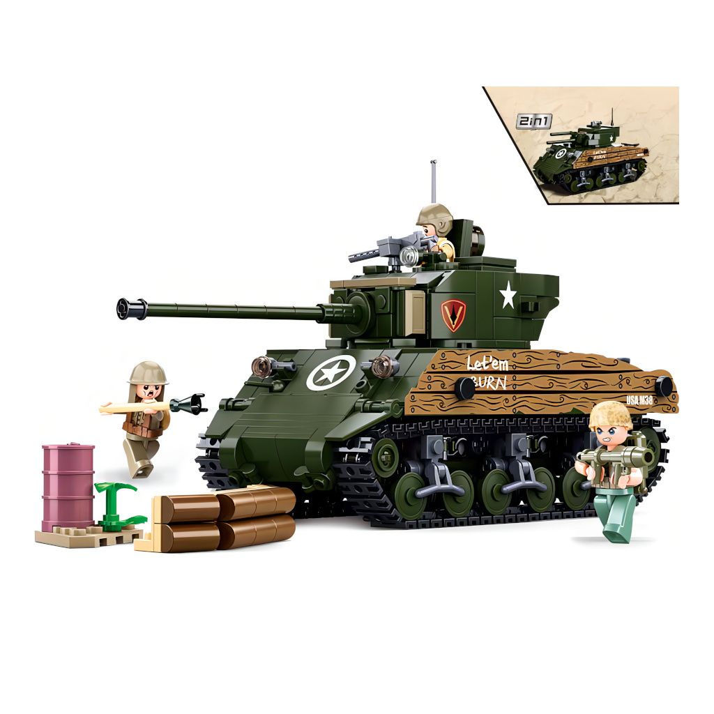 Sluban Army WW2 M38-B1110 Czołg bojowy M4A3 Sherman Zdjęcie produktu 