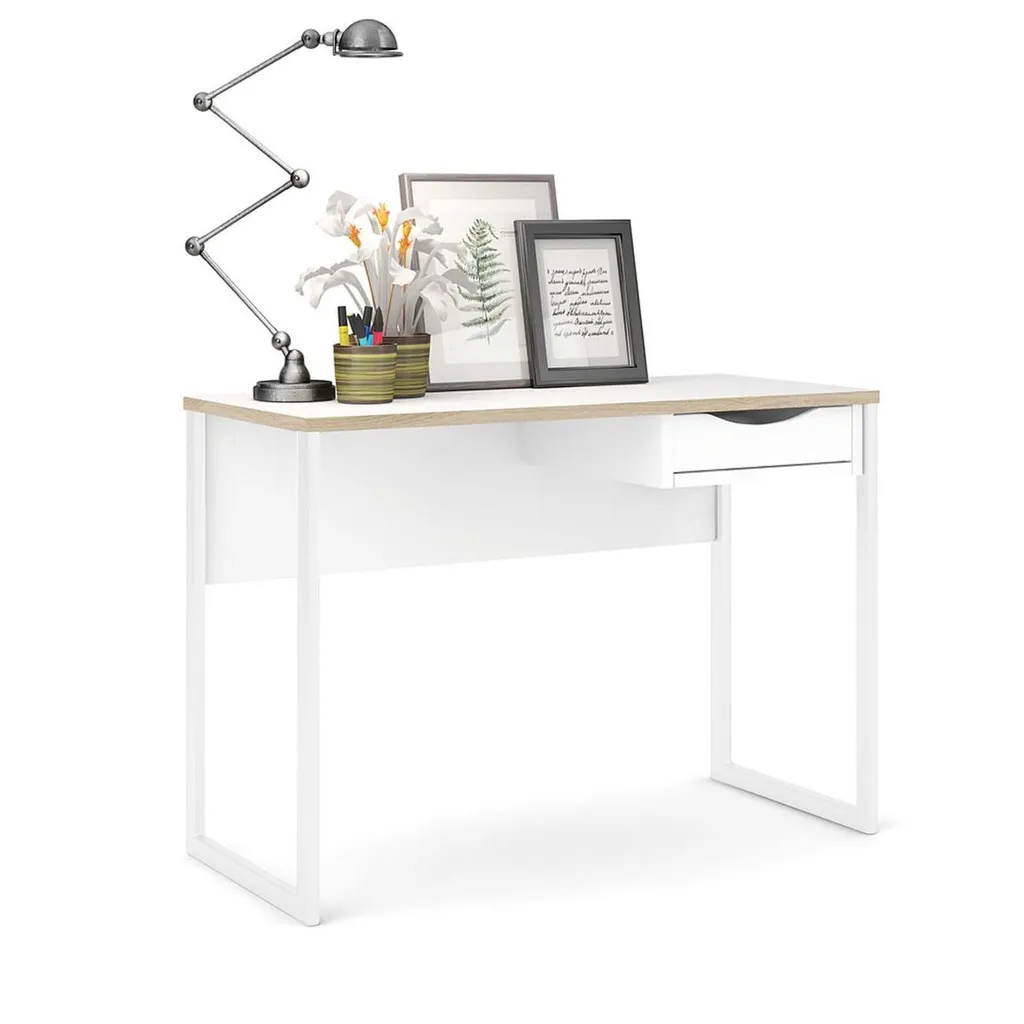 Bureau stable Function Plus blanc mat et chêne facile à assembler - 12