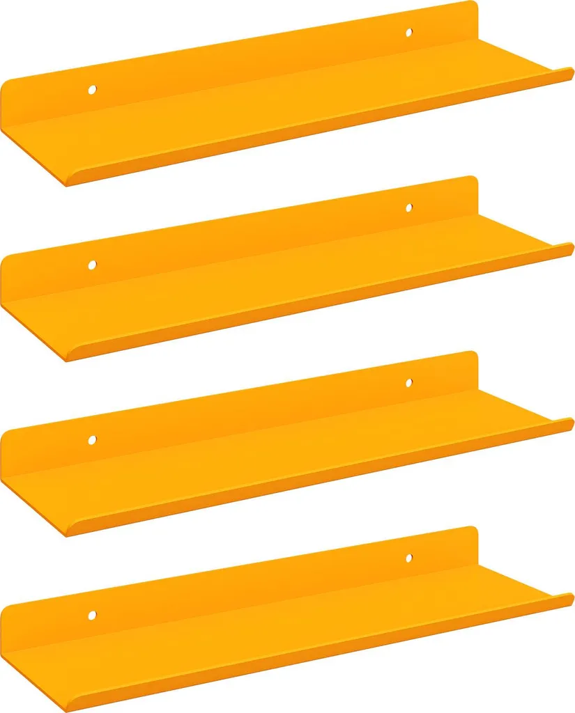 Gagnez de la place avec l'étagère flottante 4 pcs jaune moutarde en acier