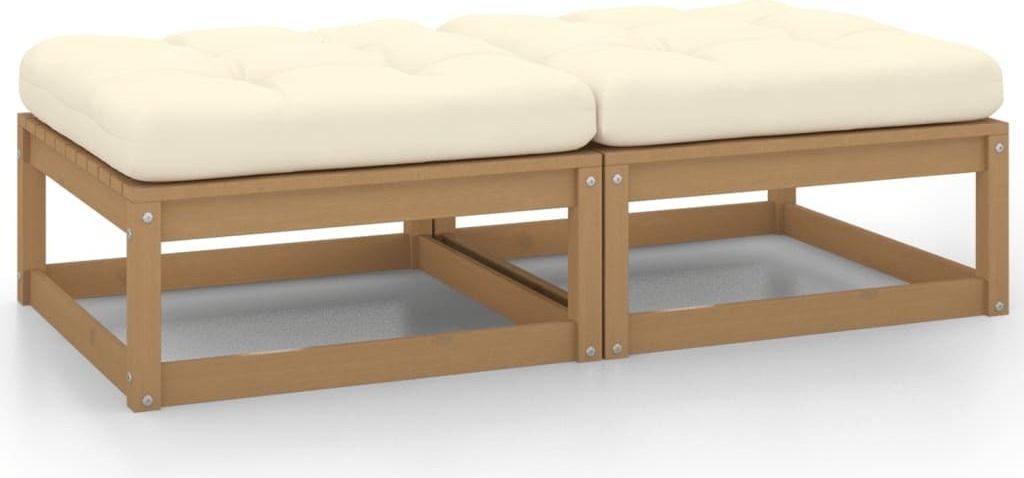 Garten-Fußhocker mit Kissen 2 Stk. Honigbraun Massivholz Kiefer , Gartensofas Design 2024