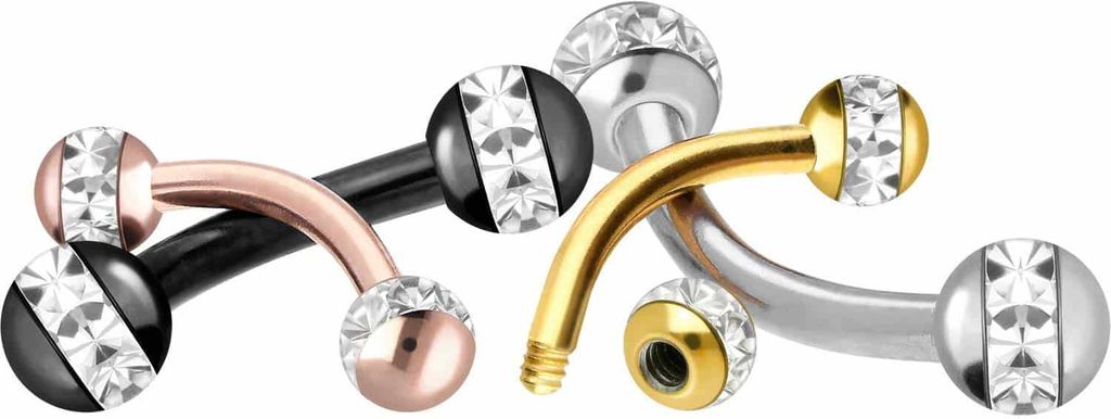 Bauchnabel-Piercing, Rook Piercing Chirurgenstahl Banane EPOXY-RING-KUGELN Silber Stablänge: 8mm | Stabstärke: 1,6mm