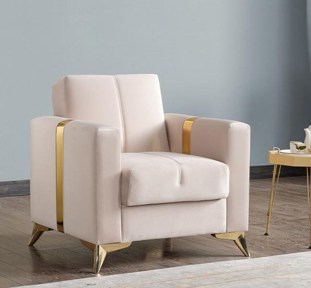 Sessel Design Couch Sofa Relax Hochwertig Textil Polster Sitzer Luxus Beige