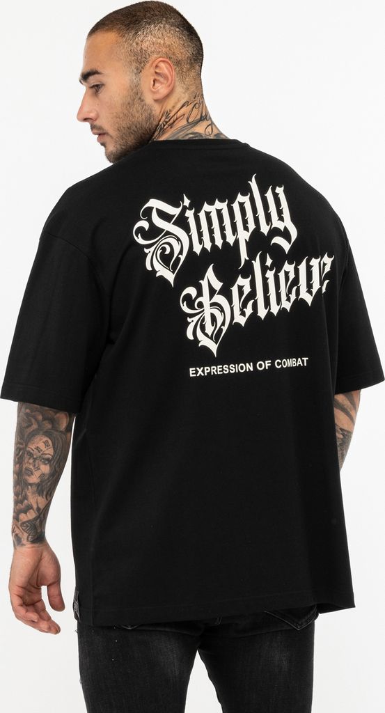 Herren T-Shirt Oversize SIMPLY BELIEVE Black/White S Tapout