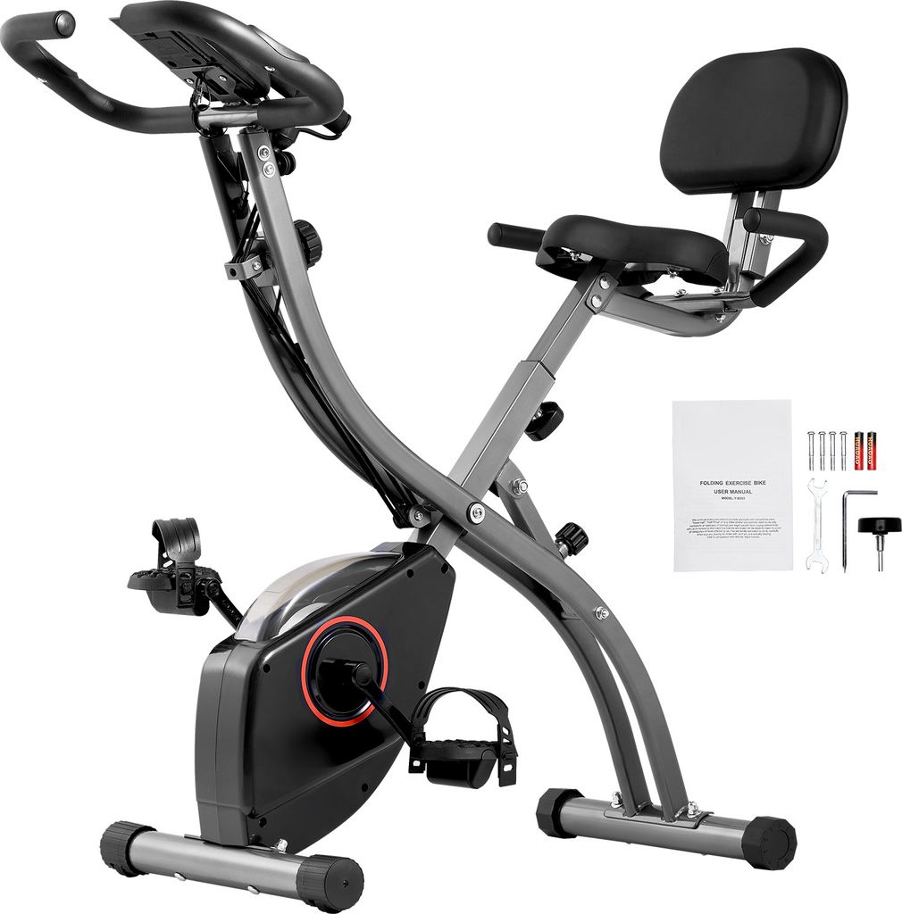 SucceBuy Heimtrainer, zusammenklappbar, einstellbarer Widerstand, LCD, Heim-Fitnessstudio