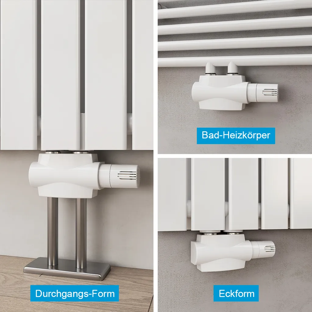 Kit Multiblock Robinetterie Radiateur Anti-Fuite avec Cache Blanc