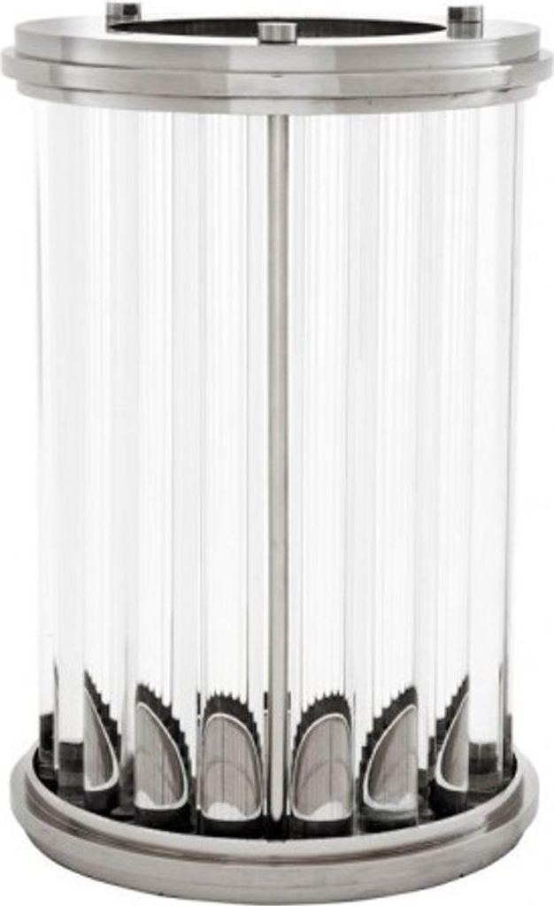 Casa Padrino Luxus Kerzenleuchter Silber Ø 26 x H. 41,5 cm - Designer Windlicht - Hotel & Restaurant Accessoires - Luxus Deko Accessoires