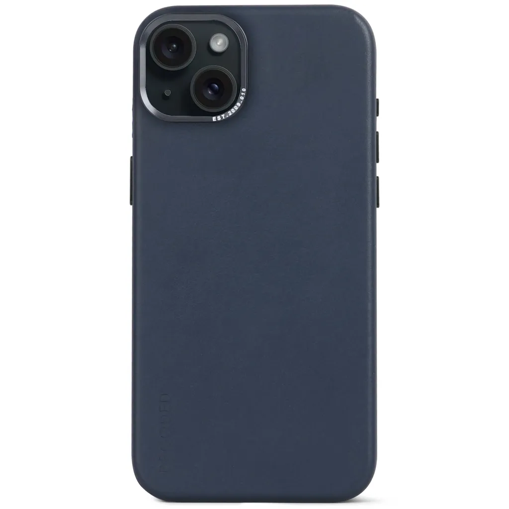 Étui Cuir iPhone 15 Plus Antichoc 1,2m - Decoded MagSafe Bleu Foncé
