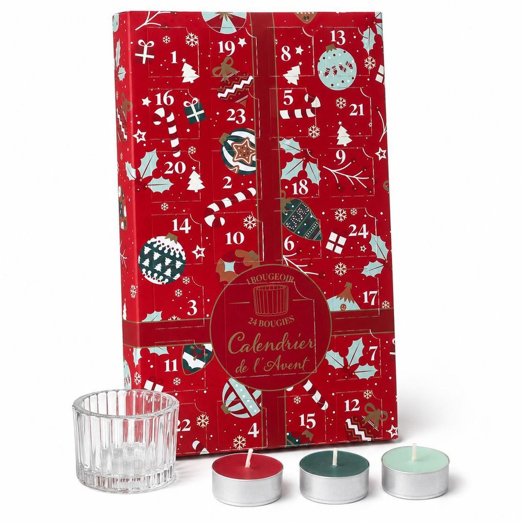 Festelijke adventskalender met 24 geurkaarsen – Productafbeelding 