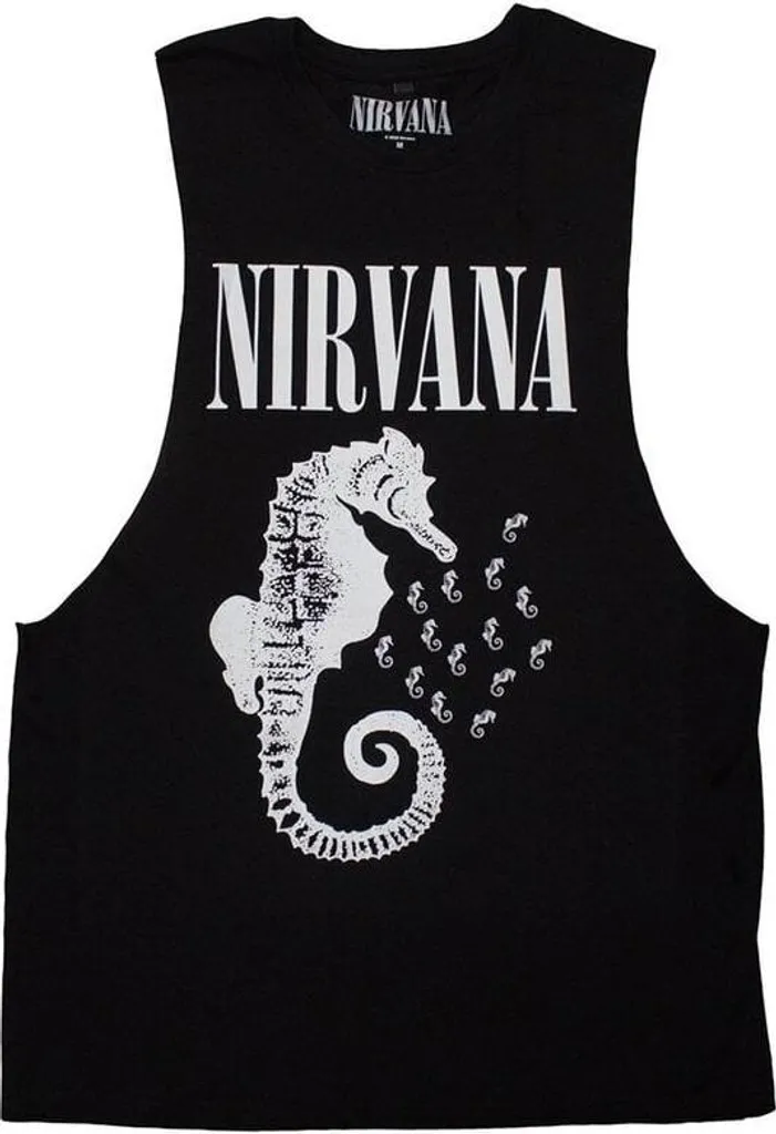 T-shirt Nirvana Seahorse Logo Mono Black en Taille XL pour Fan de Rock