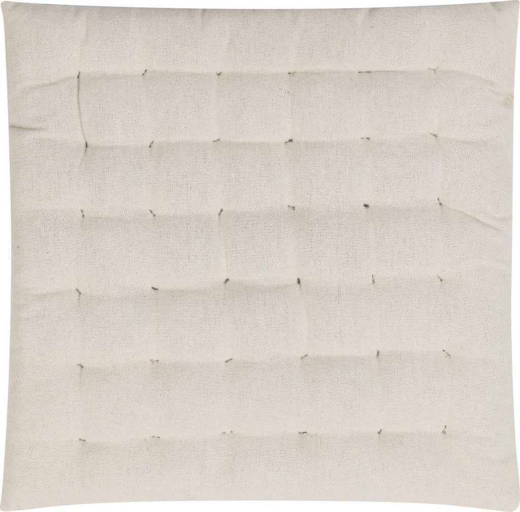 A square, tufted cushion is shown flat against a white background.