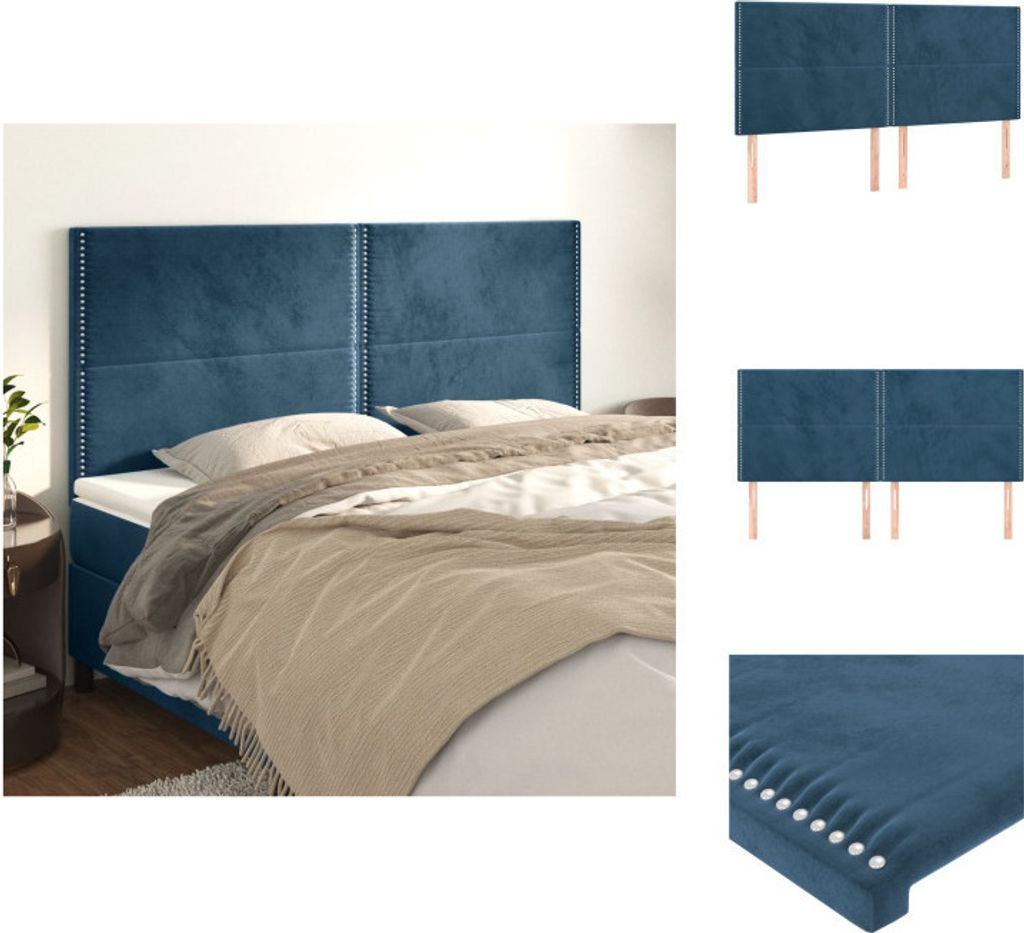vidaXL Kopfteile 4 Stk. Dunkelblau 100x5x78/88 cm Samt - Kopf- & Fußenden