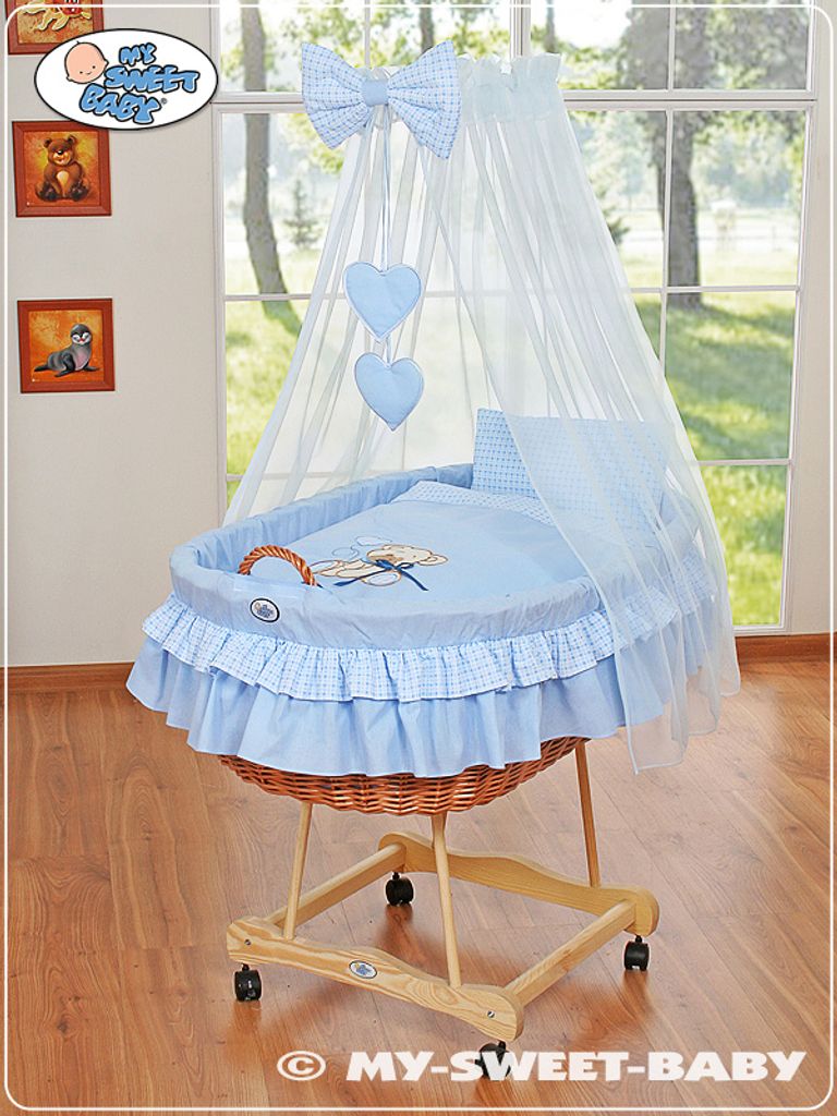 MY SWEET BABY Babybett Naturfaser Blau mit und TUV-Zertifikat