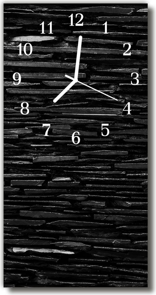 Tulup Glasuhr Wanduhr Küchenuhr Echt-Glas 30x60 Steinmauer Schwarz