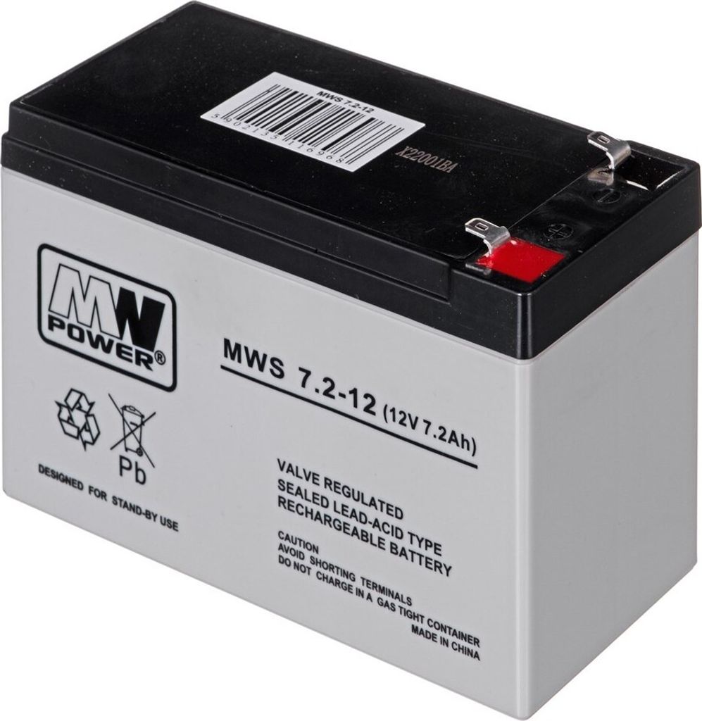 A close-up studio shot of a black and gray rechargeable battery.