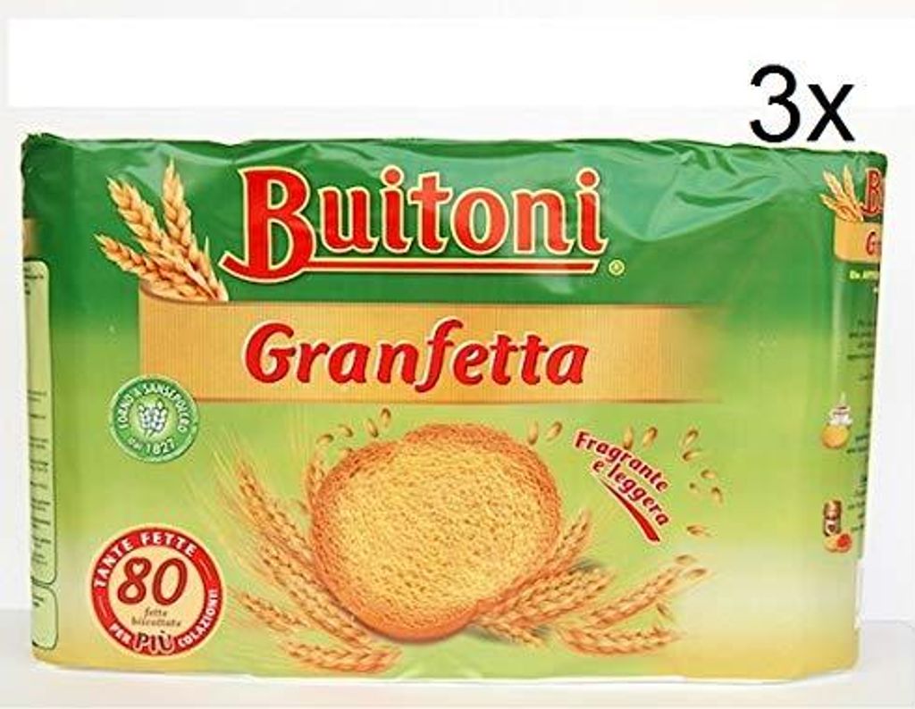 3x Buitoni Granfetta Fette Biscottate 80 fette Zwieback duftend und leicht Kekse 600g