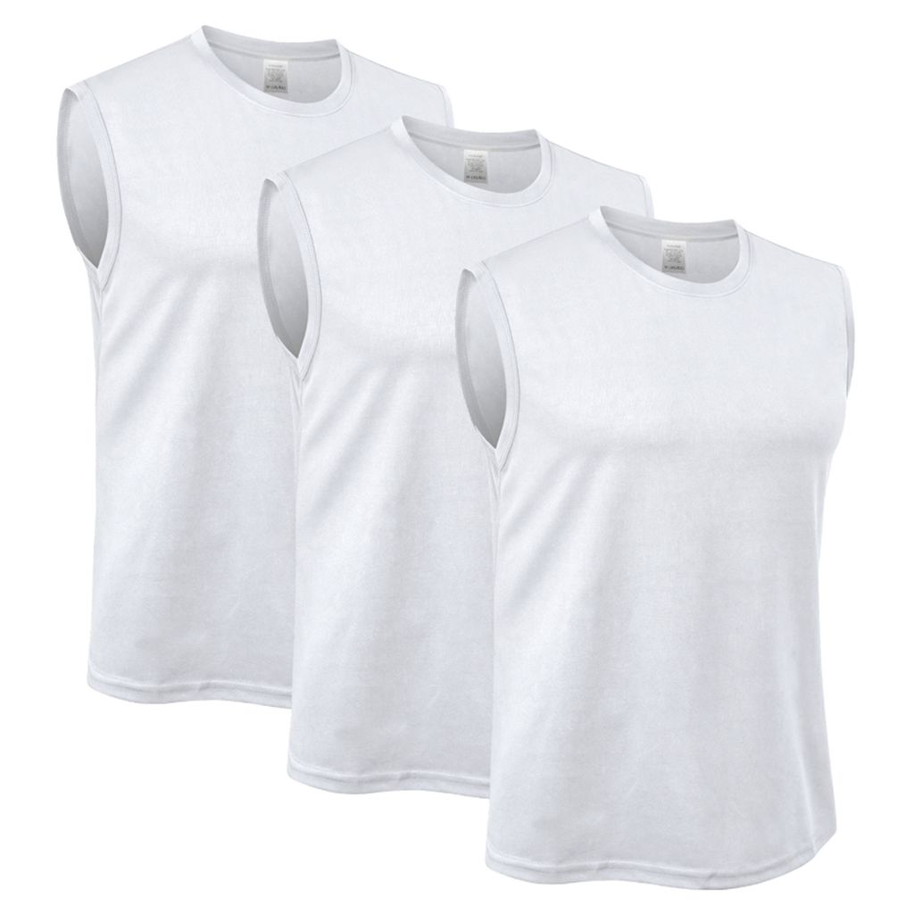 3 Stücke Herren Ärmelloses Atmungsaktives Tank Top für Fitness - Weiß S