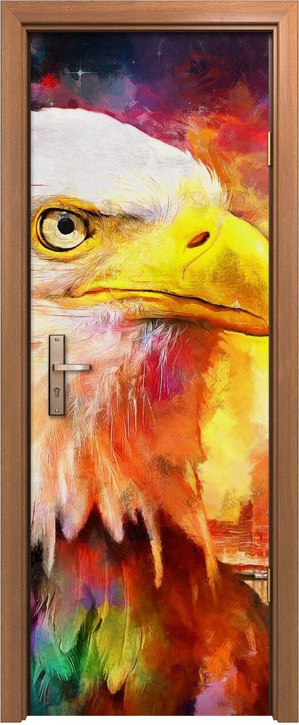 Türposter 70x200 cm Türaufkleber Türtapete Türfolie Klebefolie Kunst Architektur Vogel Adler