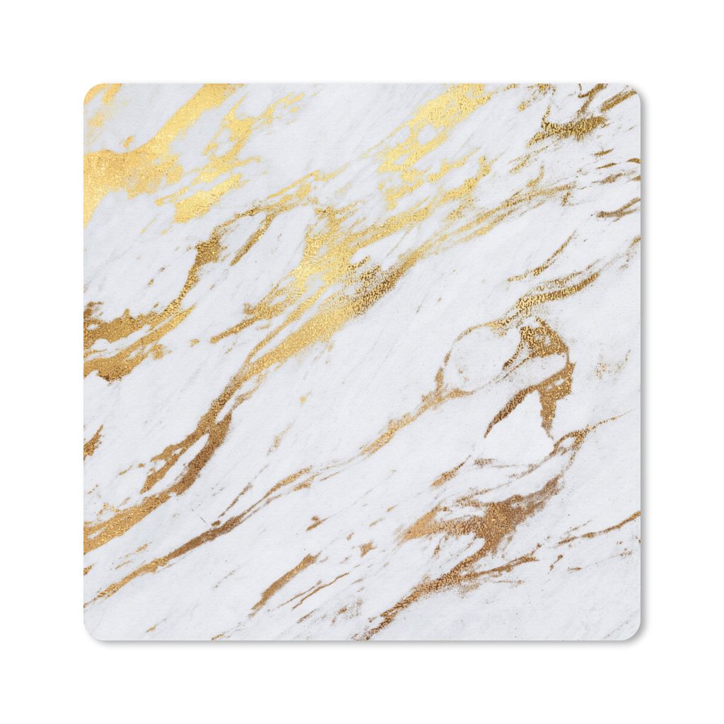 MuchoWow Mauspad Mousepad Marmor - Weiß - Gold - Luxus 20x20 cm - Mousepads - Maus Mat - Pad - Mausunterlage - Desk Mat - Bureauartikeln
