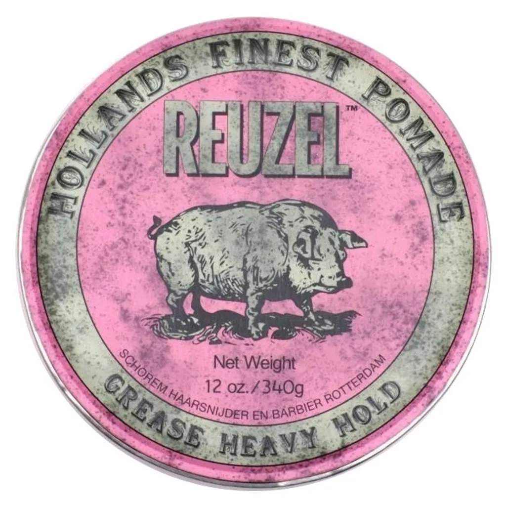 Pommade Capillaire Reuzel Pink Grease Heavy Hold pot familial de 340g