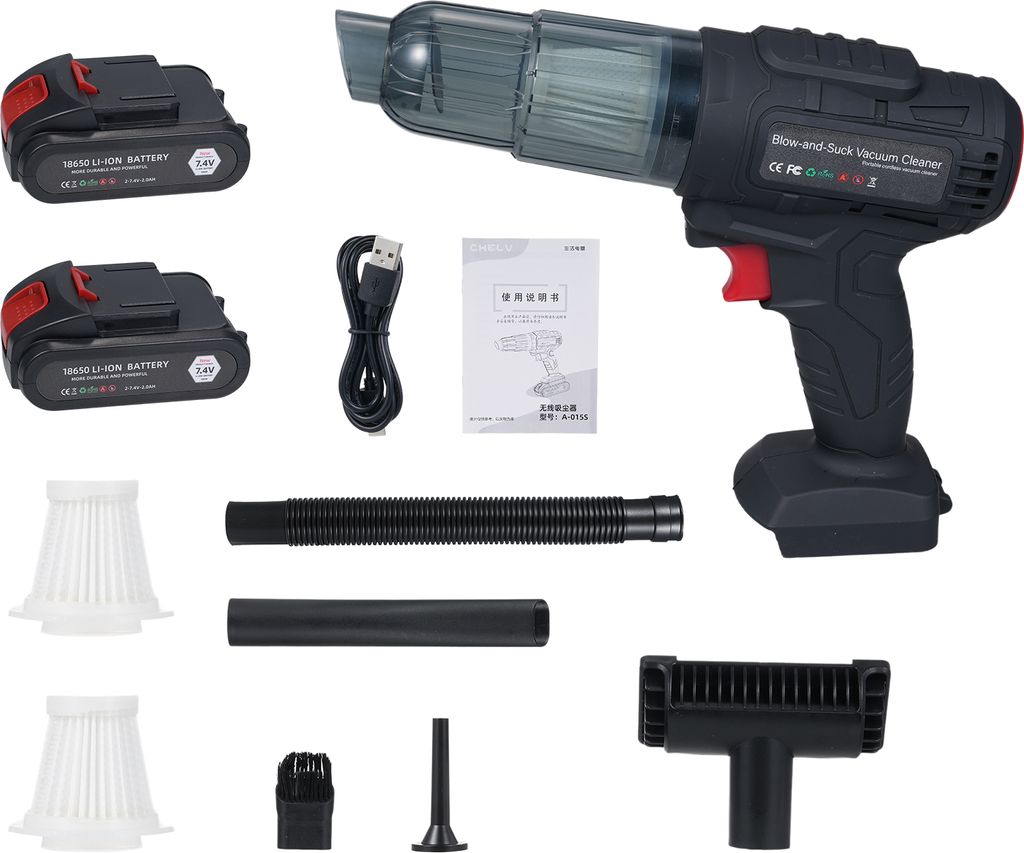 Multifunktionaler Autostaubsauger, tragbarer Luftstaubsauger, 2-in-1, buerstenloser Motor, 80.000 U/min, kabelloses Vakuum-Sauggeblaese mit LED-Lic...