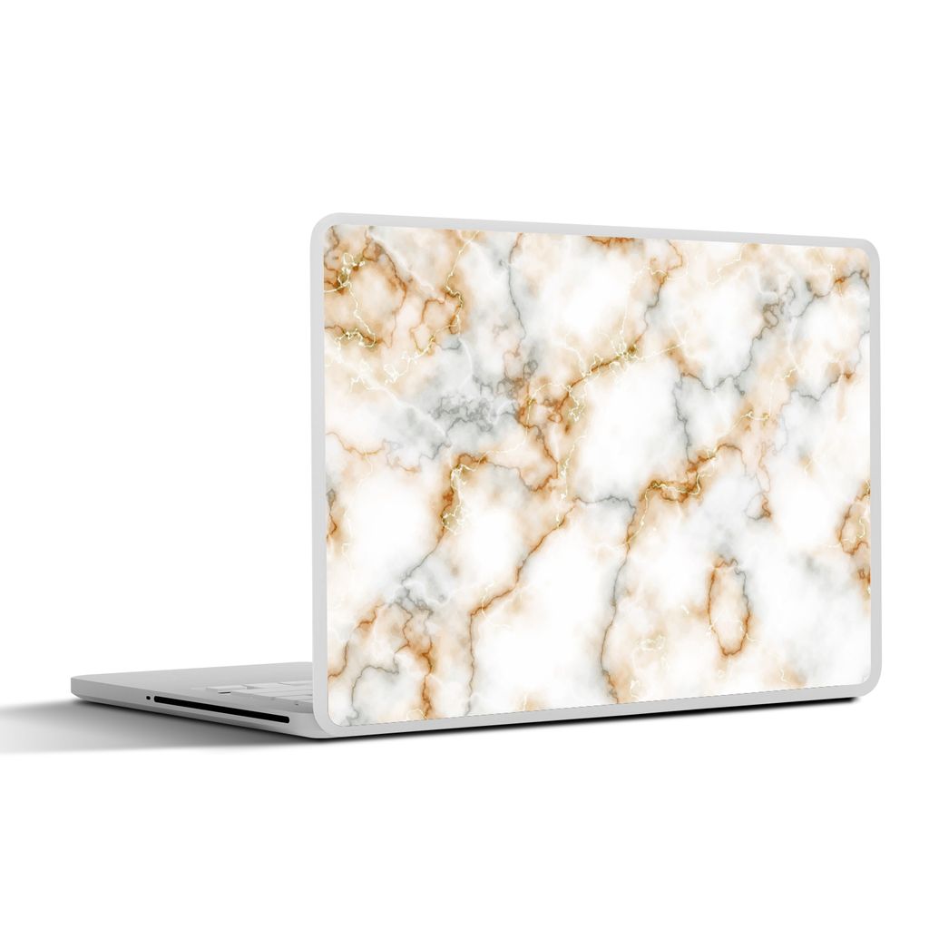 MuchoWow Laptop Aufkleber Sticker Cover Marmor - Weiß - Grau - Gold 36.5x27.5 cm - Laptop-Sticker