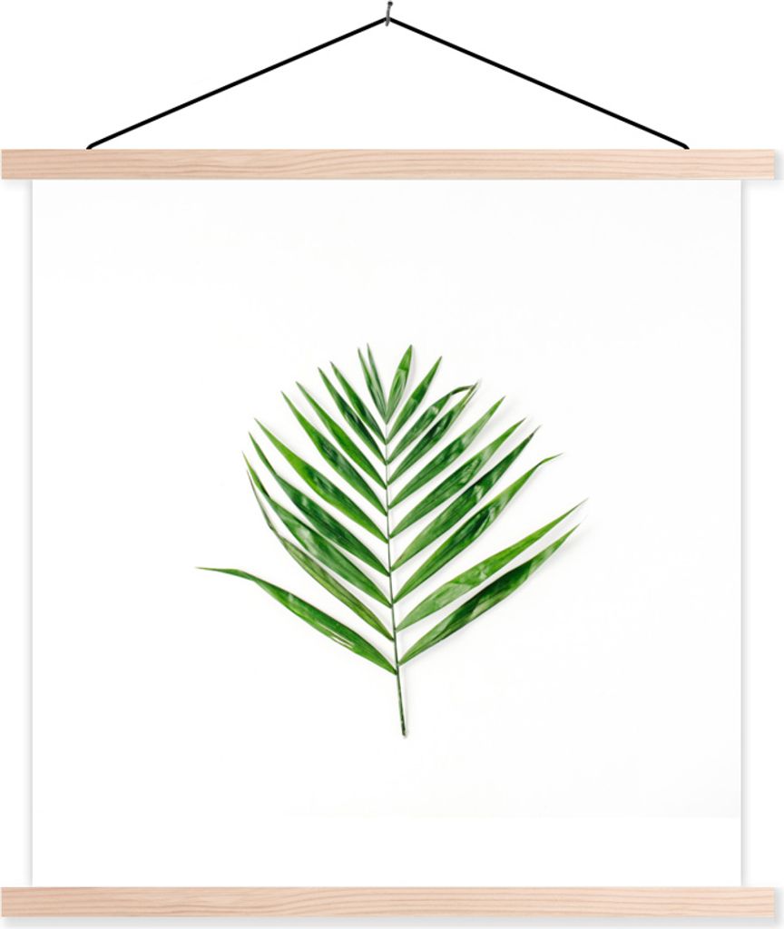 MuchoWow Textilposter Tropisch - Blatt - Grün 120x120 cm mit holzfarbenen Rahmen - Textil-Poster