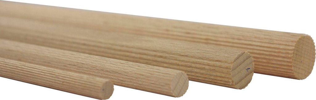 Holzstangen ø 16 mm Länge 1000 mm Holzrundstäbe gerillt Holzstäbe massive Buche