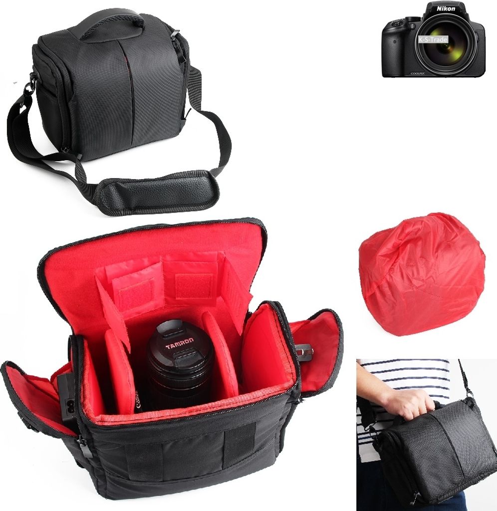 K-S-Trade Kompatibel mit Nikon Coolpix P900 Kameratasche Fototasche Schultertasche Zubehör Tasche einteilbare Trennwänden für Systemkamera, DSLR