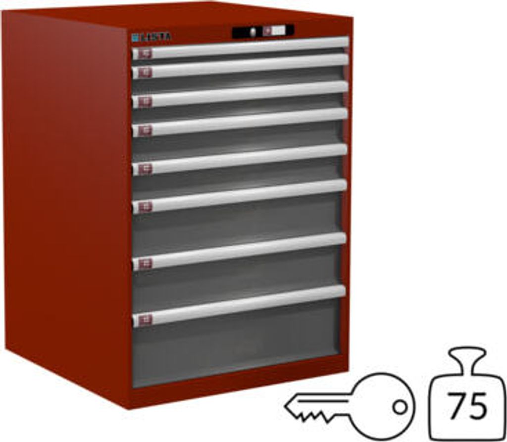 Lista Schubladenschrank - 14.414.522 - 1.000x717x725 mm (HxBxT) - 8 Schubladen - 75 kg - Key Lock - RAL 3003/NCS S 6502-B
