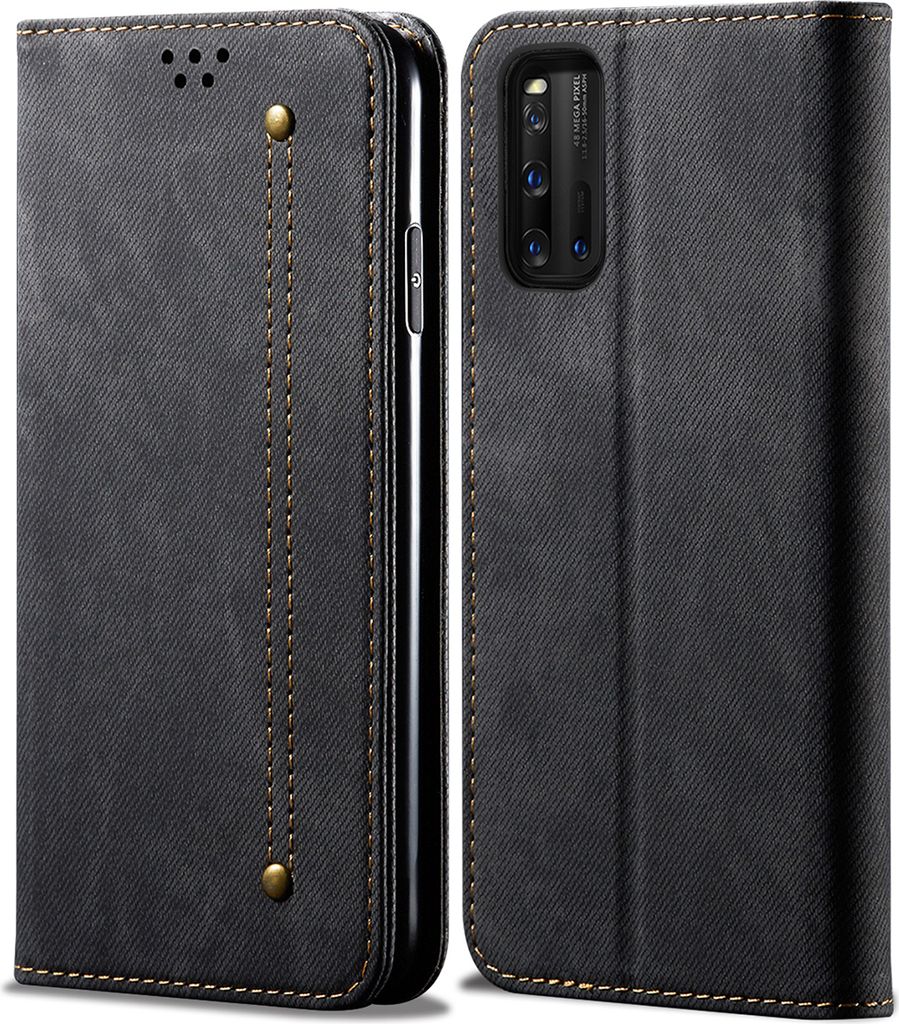 VIVO iQoo 3 Hülle, LaimTop Denim Leder Brieftasche Magnetverschluss Flip Bookstyle Schutzhülle mit Standfunktion für VIVO iQoo 3 VIVO iQoo 3 Sch...