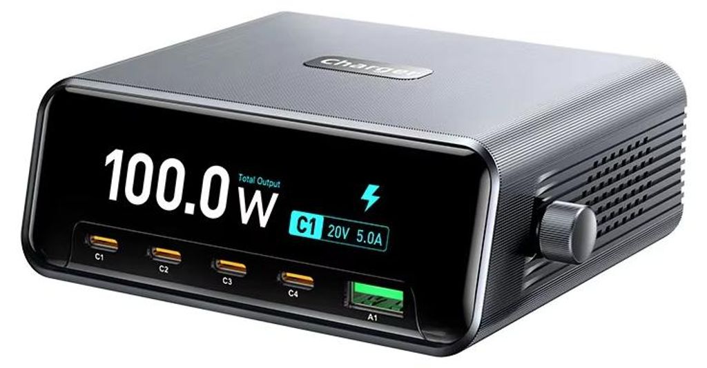 WLX-60D 265W GaN USB-C Ladegerät 5-Port PD Schnellladegerät mit Display 4USB-C USB-A Desktop Charger EU Plug für Xiaomi Huawei OPPO