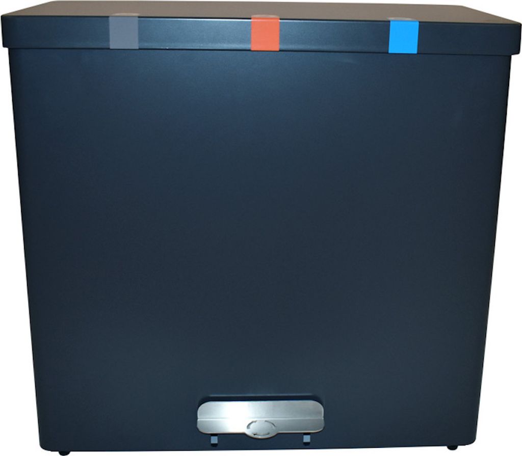 Wertstoffsammler mit Pedalöffnung RecycloKick 3 | 102 Liter, HxBxT 69,8x46x73,8cm | Aluminium | Anthrazit