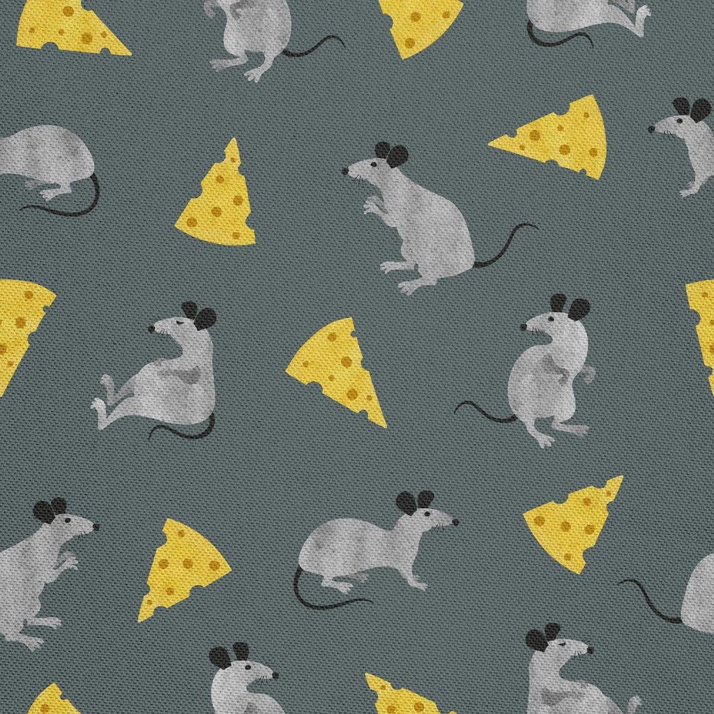 OUTDOOR DEKOSTOFFE OXFORD - Motiv Maus und Käse