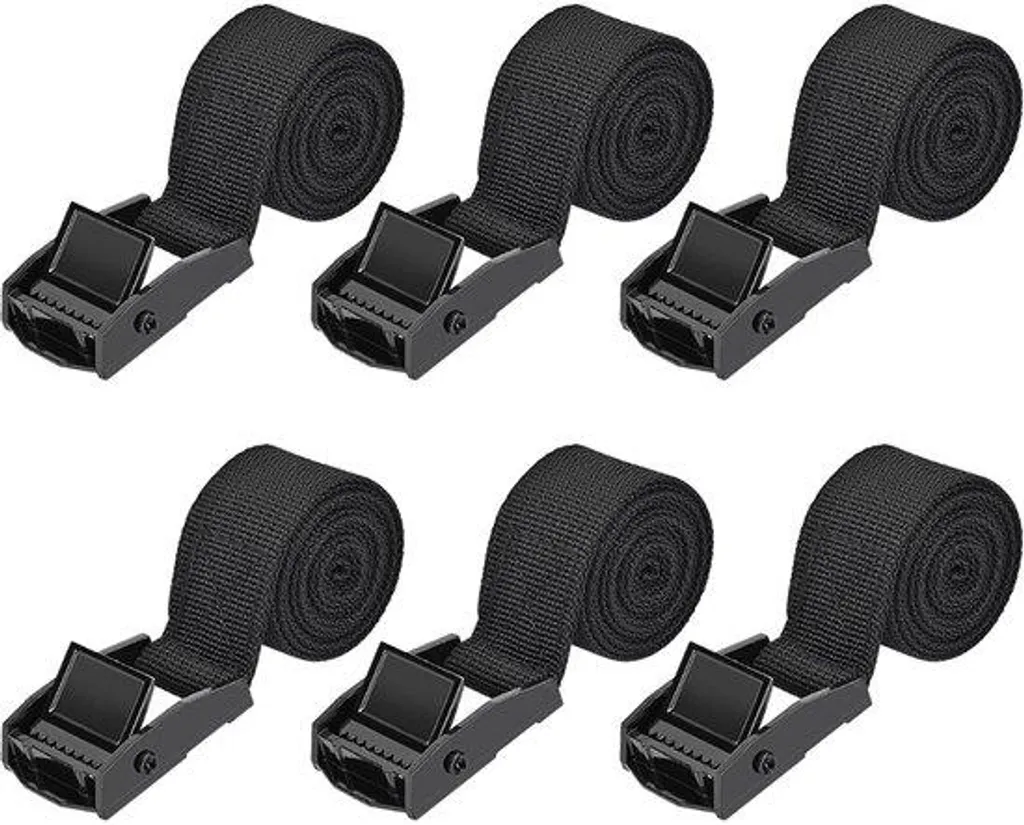 Sangle avec Pince Métallique 25mm, Lot de 6 Pièces Noires Haute Force