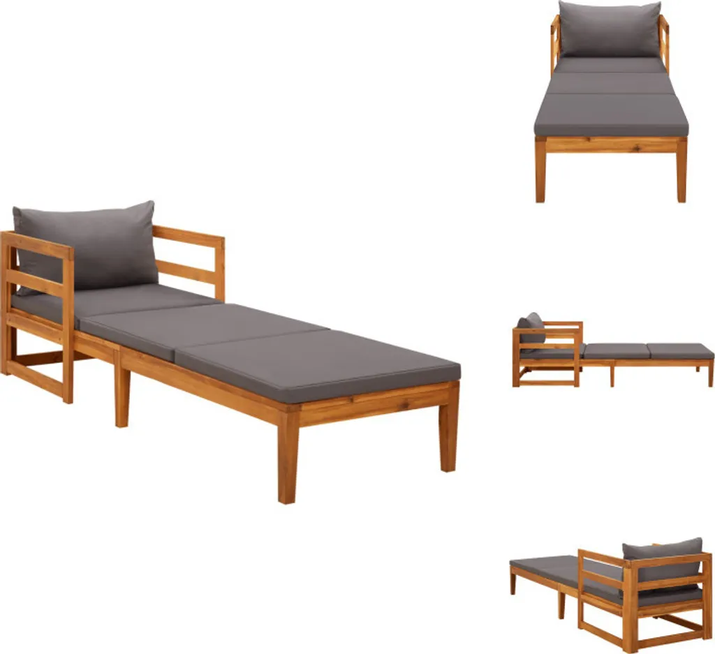 Bain de Soleil Anthracite en Bois d'Acacia Massif Résistant vidaXL