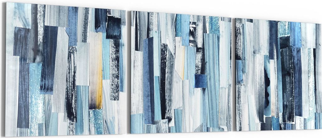 DEQORI Glasbild Echtglas 3x50x50 cm 'Vertikales Streifendesign' Wandbilder XXL groß