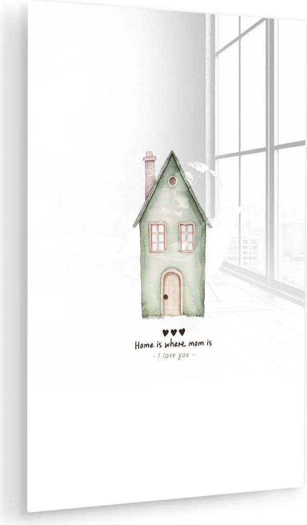 MuchoWow Glasbilder - Bilder auf Wandbild - Foto auf Glas Landhaus - Grün - Text - Liebevoll 80x120 cm Wanddekoration aus Glas - Acrylglasbild - A...