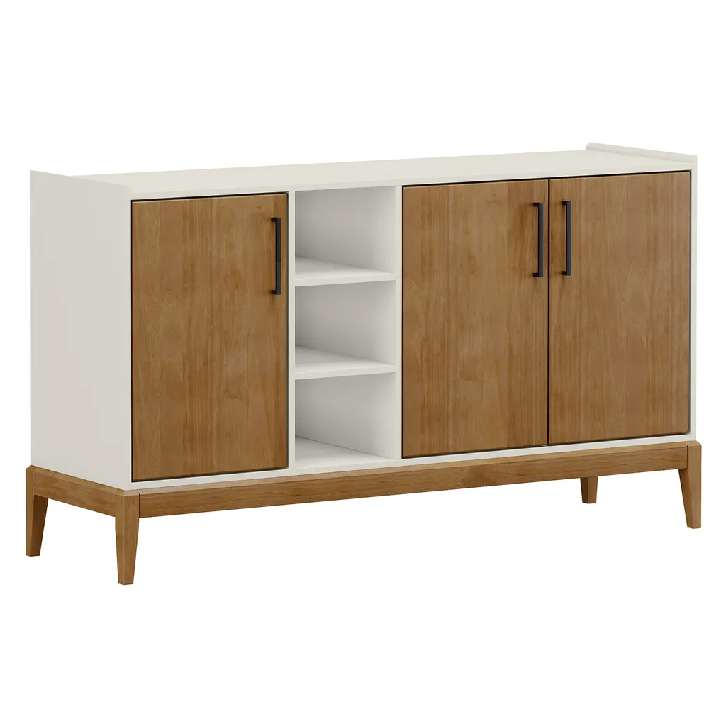 Commode 3 portes MILAO bicolore grand volume de rangement bois