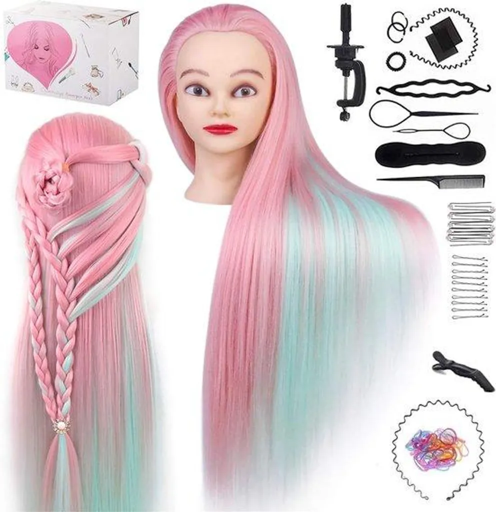 Tête d'étude de coiffure professionnelle cheveux humains véritables