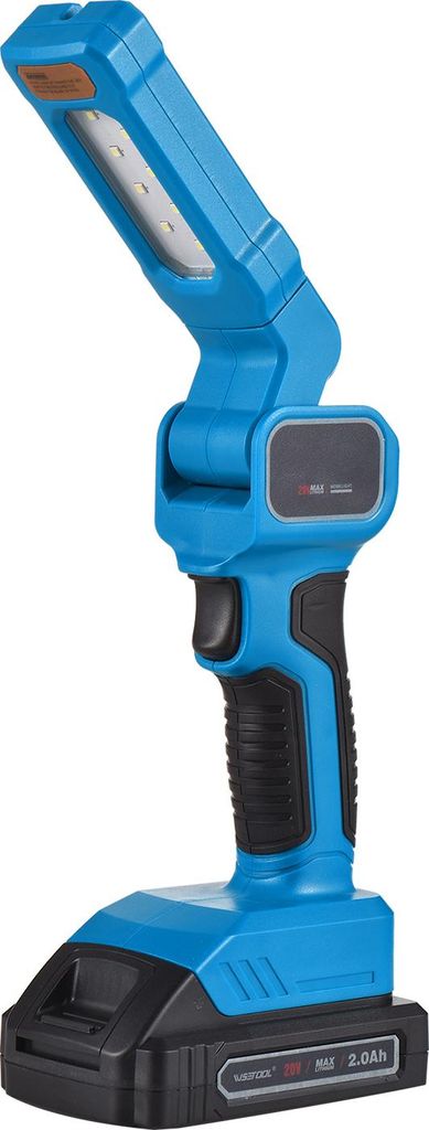 20V Schnurlose wiederaufladbare LED-Arbeitsleuchte Drehbarer Kopf Tragbare Handleuchte mit Haken 2.0Ah Akku-Ladegerät für Maschinen Auto