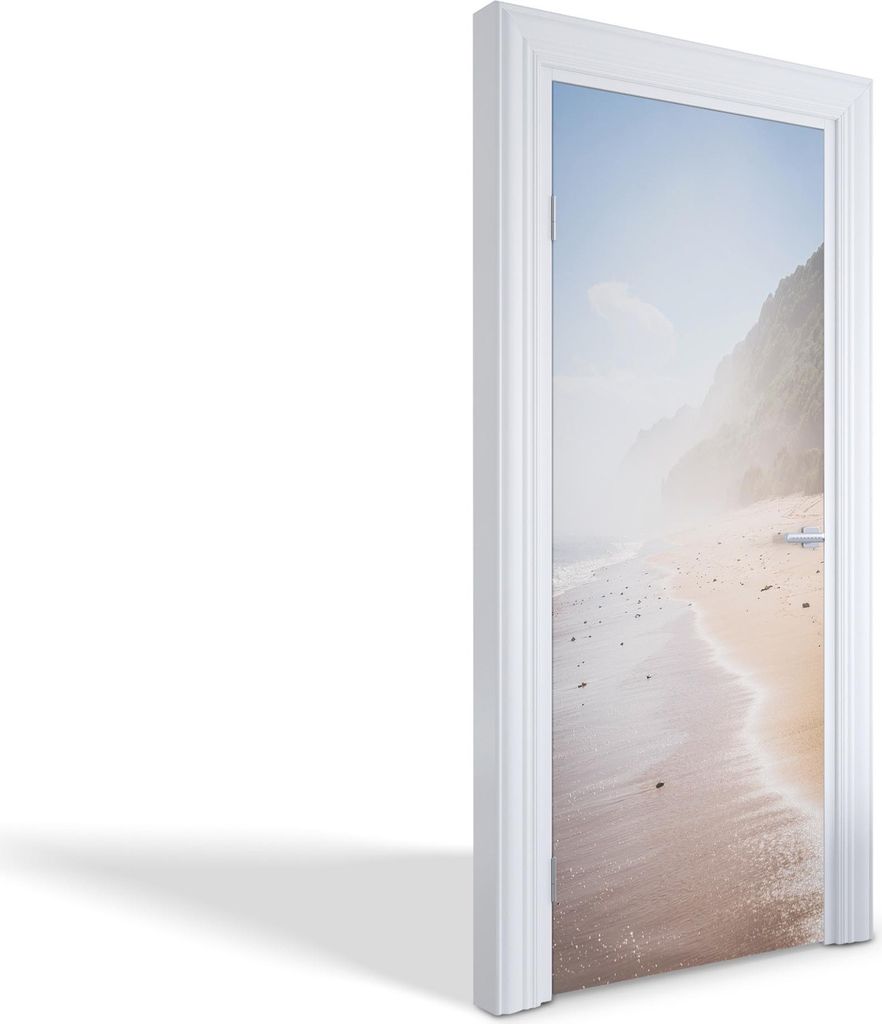 Türdeko Aufkleber Selbstklebende Wandsticker Personalisiert - Nebliger Strand - 75 x 205 cm